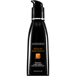 Wicked Aqua Salted Caramel - Salted Caramel Flavoured Water Based Lubricant - 120 ml (4 oz) Bottle