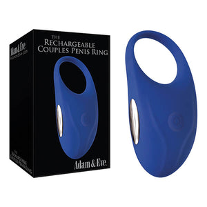 Adam & Eve Rechargeable Couples Penis Ring - Blue USB Rechargeable Cock Ring