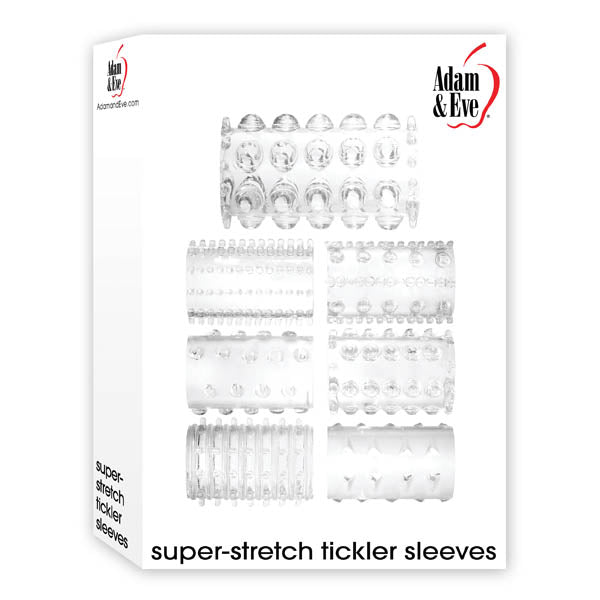 Adam & Eve Super-Stretch Tickler Sleeves - Clear Penis Sleeves - Set of 7