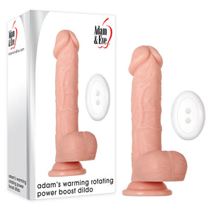 Adam & Eve Warming Rotating Power Boost Dildo - Flesh USB Rechargeable Dong