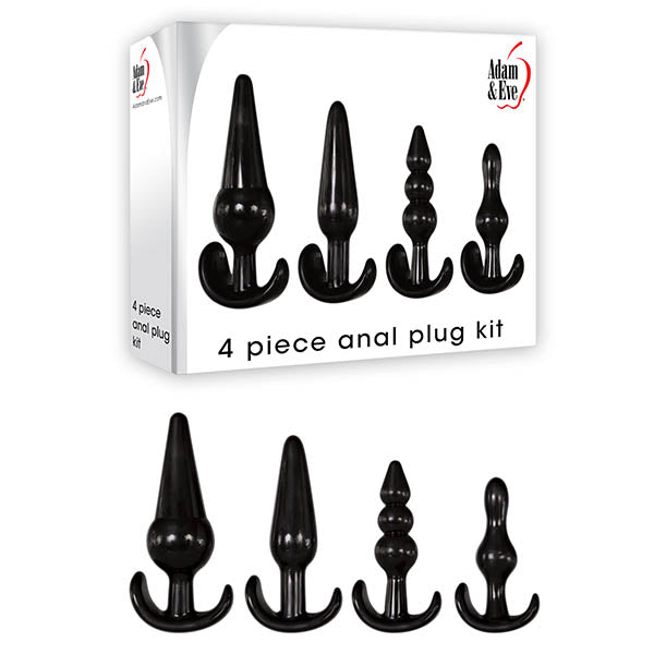 Adam & Eve 4 Piece Anal Plug Kit - Black Butt Plugs - Set of 4 Sizes
