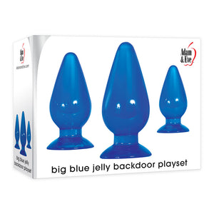 Adam & Eve Big Blue Jelly Backdoor Playset - Blue Butt Plugs - Set of 3 Sizes