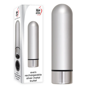 Adam & Eve Rechargeable Silver Metal Bullet - Metal 7 cm USB Rechargeable Bullet