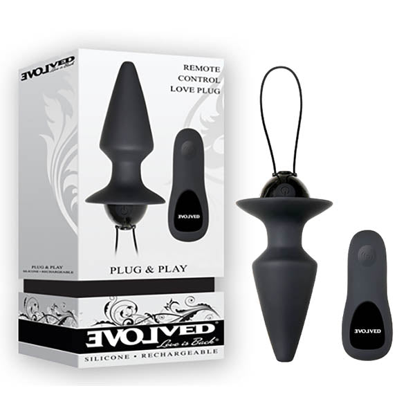 Evolved Plug & Play - Black USB Rechargeable Butt Plug with Wireless Remote