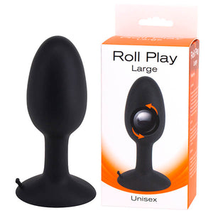 Roll Play - Black Large 12 cm Butt Plug with Internal Ball