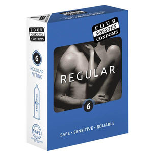 Four Seasons Regular Condoms - Regular Fit Lubricated Condoms - 6 Pack