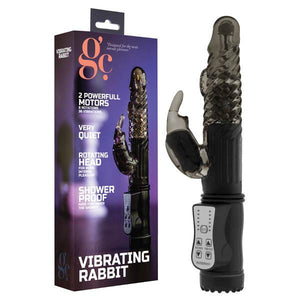 GC. Vibrating Rabbit - Black 22 cm Rabbit Pearl Vibrator