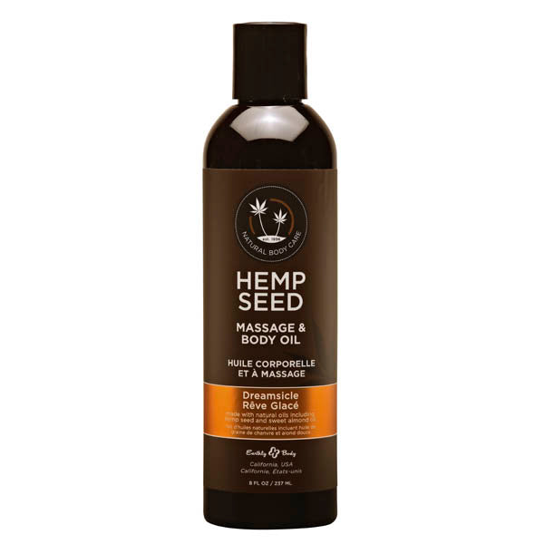 Hemp Seed Massage & Body Oil - Dreamsicle (Tangerine & Plum) Scented - 237 ml Bottle