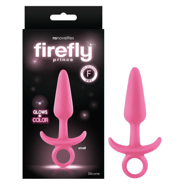 Firefly Prince - Glow-in-Dark Pink 10.9 cm Small Butt Plug with Ring Bull