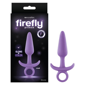 Firefly Prince - Glow-in-Dark Purple 10.9 cm Small Butt Plug with Ring Bull