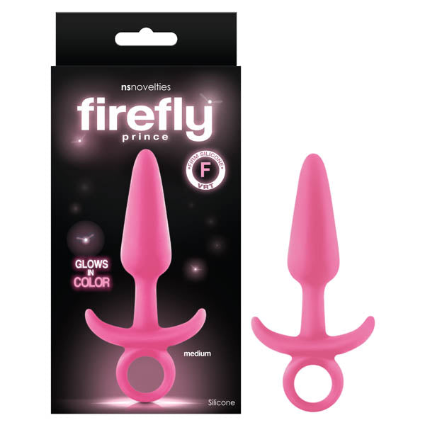 Firefly Prince - Glow-in-Dark Pink 12.7 cm (5'') Medium Butt Plug with Ring Pull