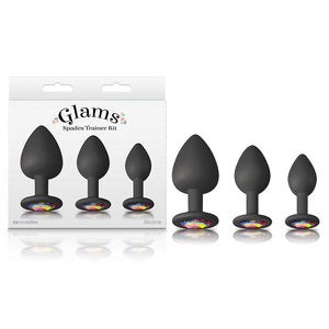 Glams Spades Trainer Kit - Black Butt Plugs with Gems - Set of 3 Sizes