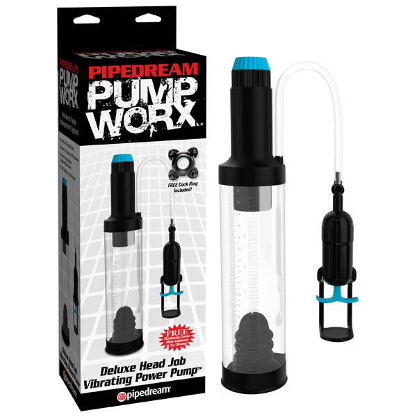 Pump Worx Deluxe Head Job Vibrating Power Pump - Black Vibrating Penis Pump