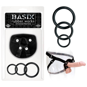 Basix Rubber Works Universal Harness - Black Strap-On Harness (No Probe Included)