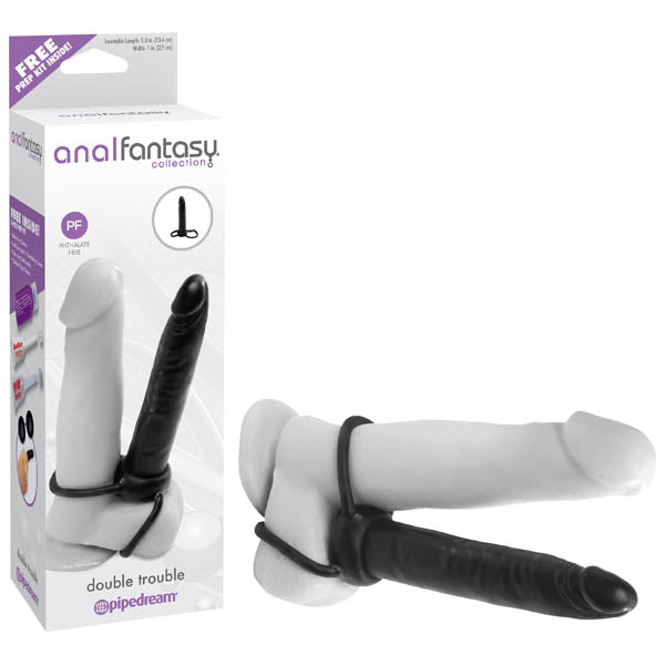 Anal Fantasy Collection Double Trouble - Black 13.1 cm (5.25'') Anal Dong & Cock Ring