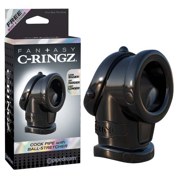Fantasy C-ringz Cock Pipe With Ball Stretcher - Black Cock & Ball Rings