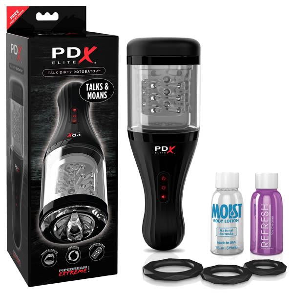 Pipedream Extreme Toyz Elite Talk Dirty Rotobator - USB Rechargeable Powered Masturbator with Sound Effects