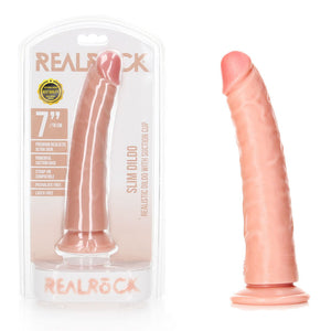 REALROCK Realistic Slim Dildo with Suction Cup - 18cm - Flesh 18 cm (7'') Dong