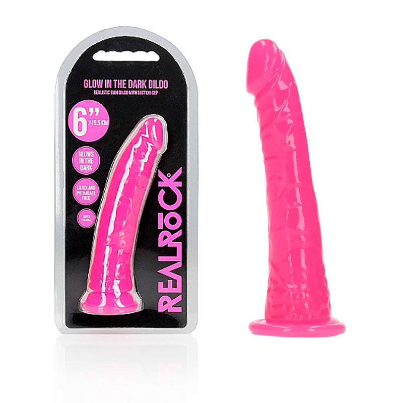 REALROCK 15.5 cm Slim Glow in the Dark Neon - Pink - Glow in Dark Pink 15.5 cm (6'') Dong