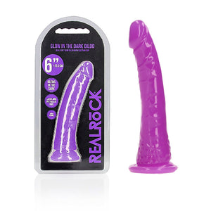 REALROCK 15.5 cm Slim Glow in the Dark Neon - Purple - Glow in Dark Purple 15.5 cm (6'') Dong