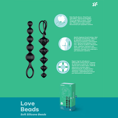 Satisfyer Love Beads - Black 20.5 cm Anal Beads - Set of 2
