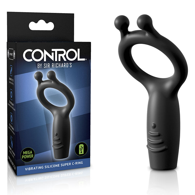Sir Richards Vibrating Silicone Super C-Ring - Grey USB Rechargeable Vibrating Cock Ring